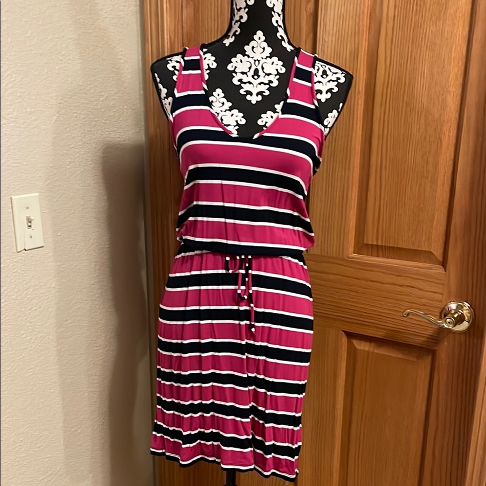 Striped Pink and Black Women's Dress